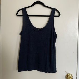 COS 100% Soft Linen Tank Top, Navy Blue, L